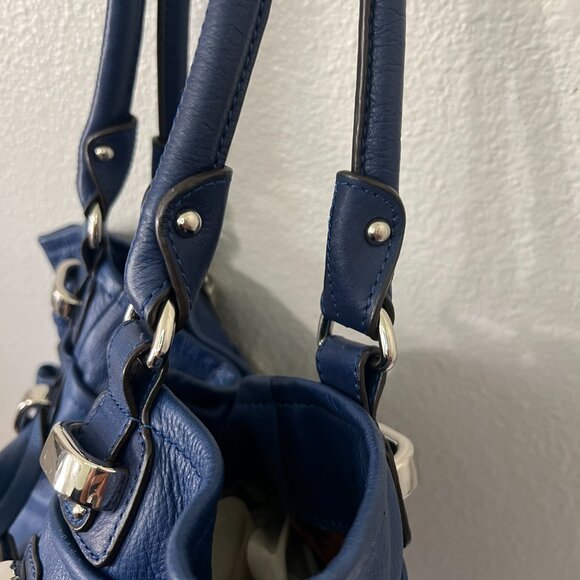 b. makowsky RARE Blue Leather Handbag - Picture 9 of 16